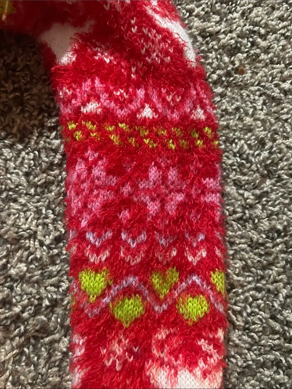 Holiday Time Red Holiday Sweater with Green Trim and Reindeer Motif